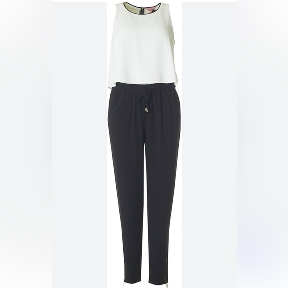 Ted Baker Pants - Ted baker heidy draped top black and white elastic waist jumpsuit